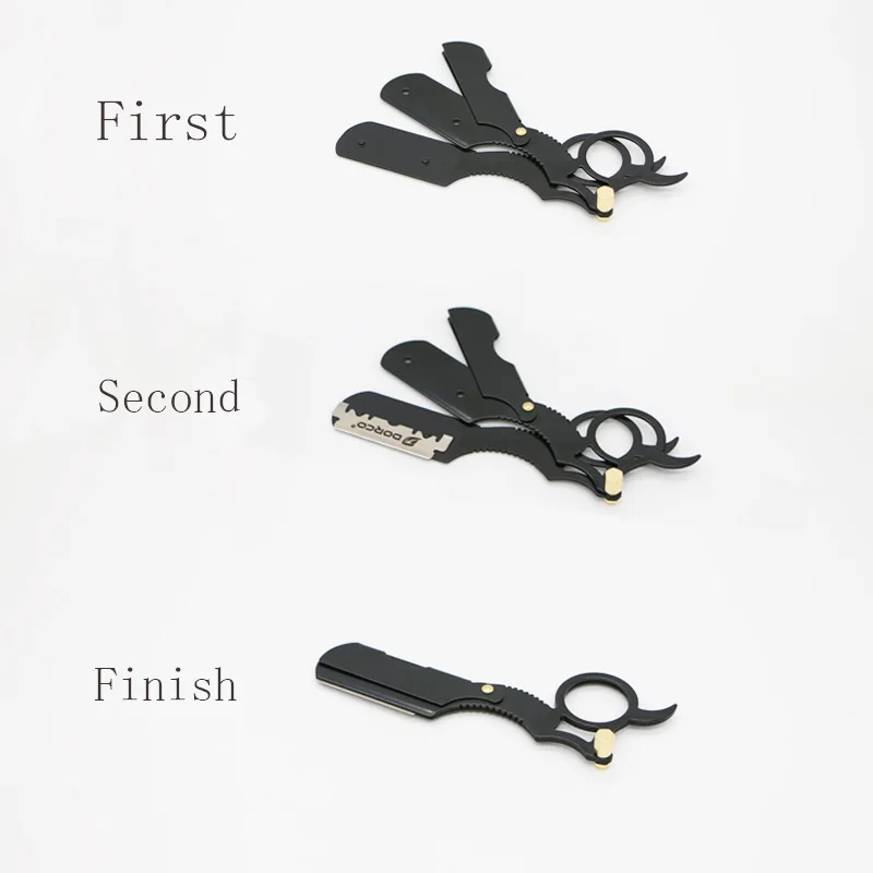HAWARD Straight Razor With 10 Blades Men s Shaving Razor Tool Hair Removal Black And Gold 3