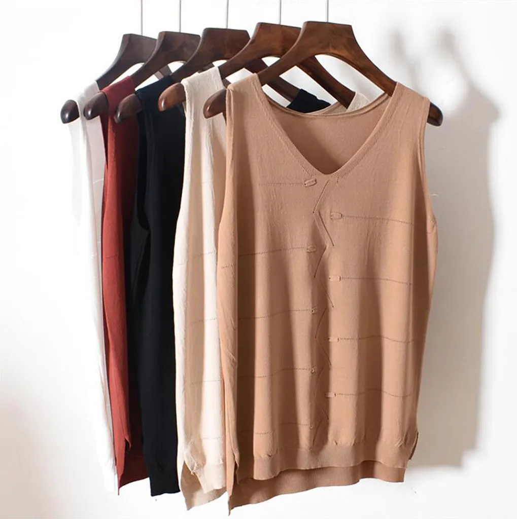 

JAYCOSIN Women Fashion Casual O-Neck Blouse Solid Sleeveless Tank Top Spring Stylish Plus Size Sexy Loose Female Blouses
