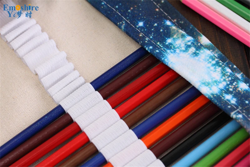 Emoshire Cosmic Galaxy Time Curtain Coil Pencil Bag Pole Large Capacity Student Canvas Painting Art Pencil Bag (5)
