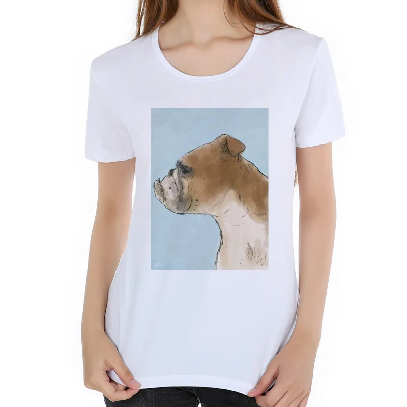 Representative of the peace of olive branch French bulldog personality printing lady T-shirt self-cultivation sexy T-shirt E3-16