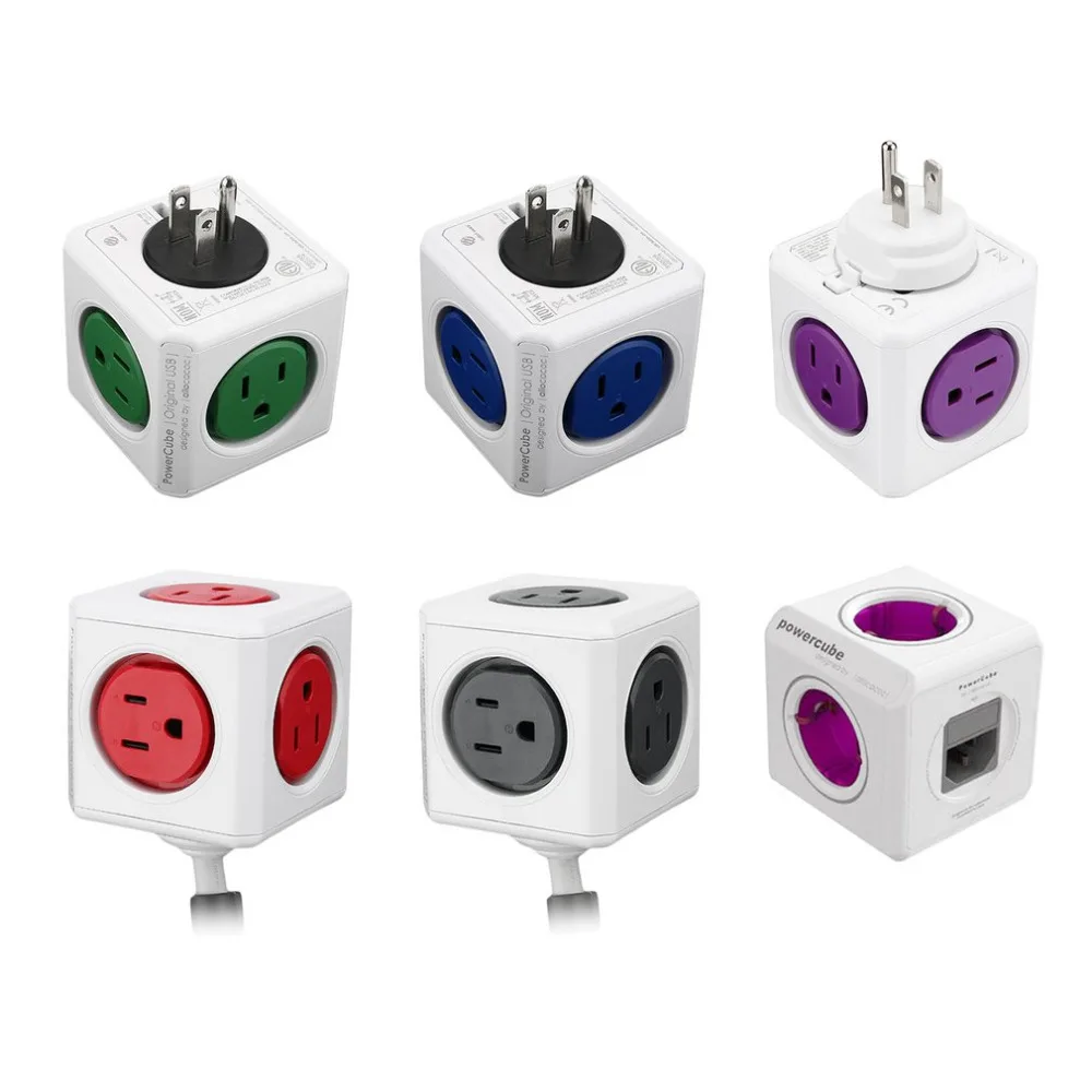 

US Home Office Wall Mount Socket Plug PowerCube Shape Home Office Wall Mount Socket Adapter Multi-Outlets Power Strip Extension