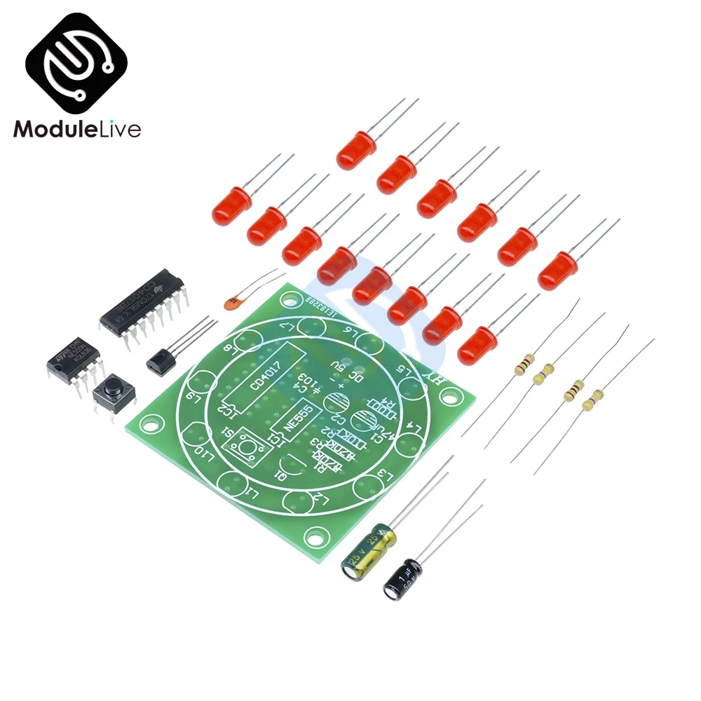 

Lucky Rotary Suite Electronic Suite CD4017 NE555 Self DIY LED Light Kits Production Parts And Components 3-5V