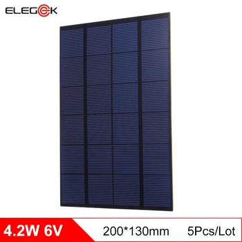 

ELEGEEK 5pcs 4.2W 6V 660mA Solar Cell Panel PET Polycrystalline Solar Panel 6V Solar Battery for DIY Solar system Module