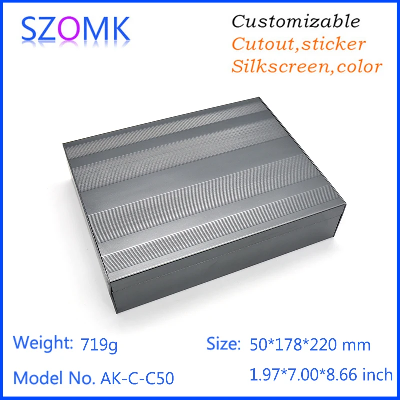 

1 piece, 50*178*220mm electrical aluminum extrusion power supply enclosure box szomk hot selling quality electronics pcb box