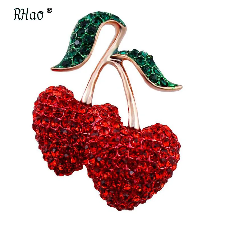 

RHao new fresh Red cherry shape brooch, Children's lovely sweater accessories.rhinestone brooch