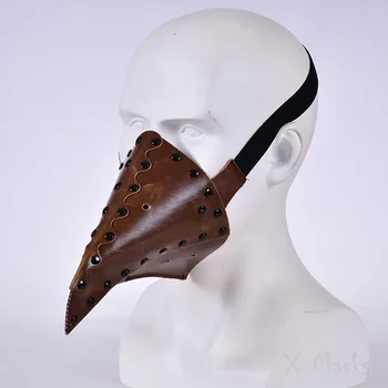 

SCP Plague Doctor Punk Masks Anel Beak Mask Vintage man PU Leather Steampunk Bird Halloween Steam cosplay costume whtie Black