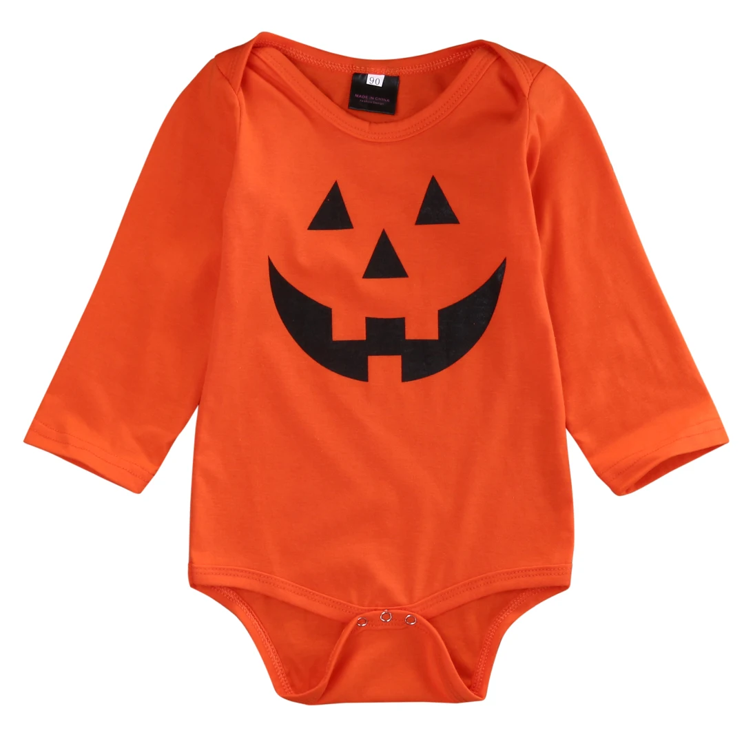 New Halloween Christmas Baby Boy Girl pumpkin Long Sleeve Romper