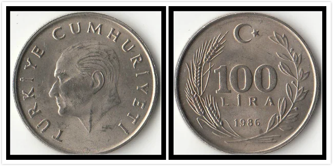 

Turkey 100 lira Coin EU 100% real and Original European Coins for Personal Collection