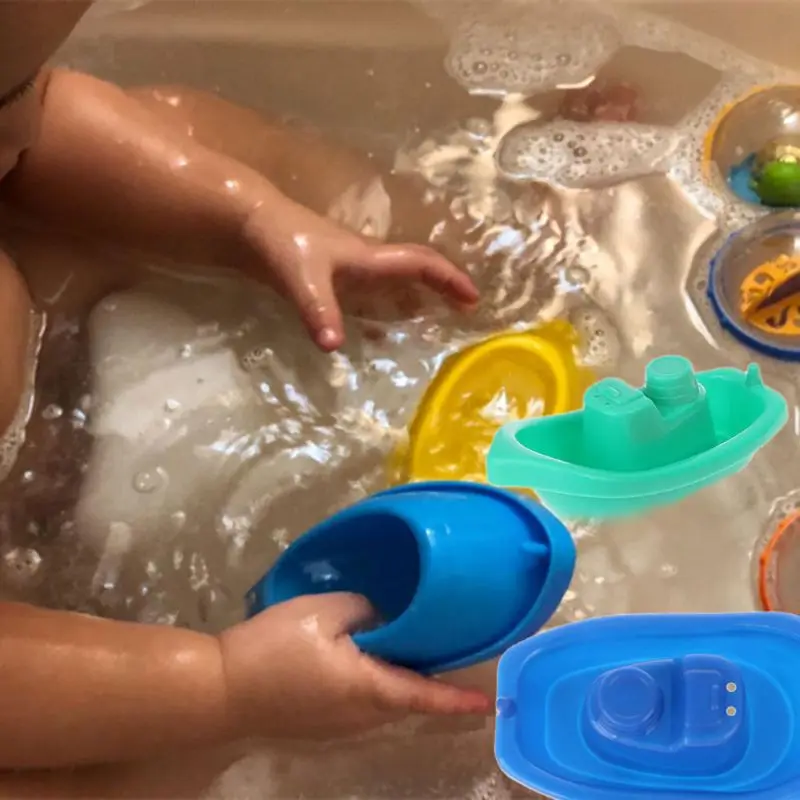 4pcs Little Boat Train Bath Toy Bathroom Baby Toys ABS Swimming Pool Gift