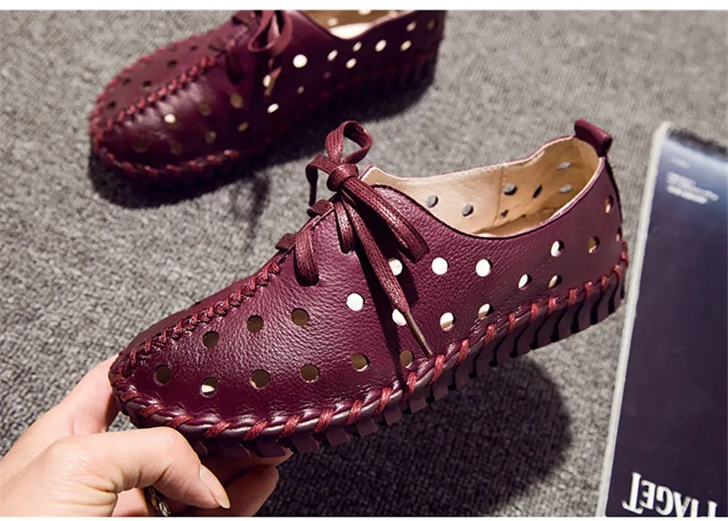 DRFARGO/Летняя обувь; женские лоферы из натуральной кожи; мягкие дышащие туфли на шнуровке с вырезами; Femme Chaussure; Размеры 35-41; 1605