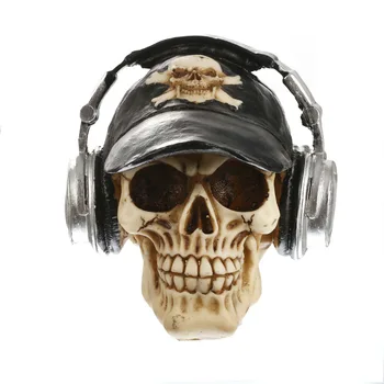 

New model craftmanship Resin skull Halloween gift personality ornaments home accessories skull with headphone