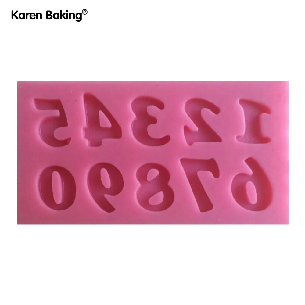 

0-9 10 Number Shape Silicone 3D Mold Cookware Dining Bar Non-Stick Cake Decorating Fondant Soap Mold---C188
