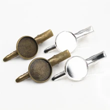 16mm 18mm 20mm 10 pçs de alta qualidade bronze prata chapeado material cobre hairpin grampos cabelo base ajuste cabochão cameo