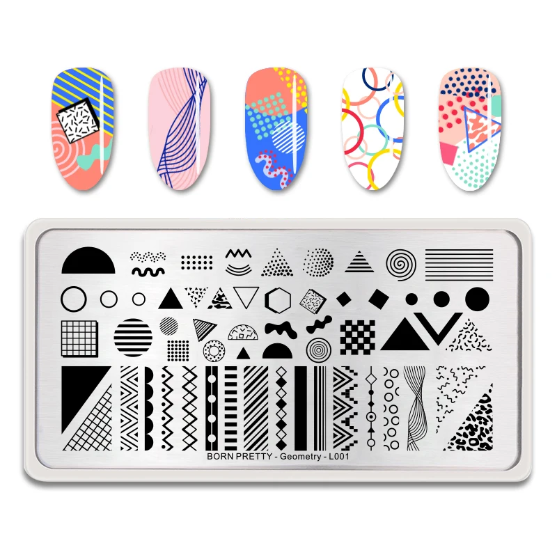 

BORN PRETTY Nail Stamping Plates Rectangle Geometry Lines Nail Art Stamp Image Template Manicure Tool