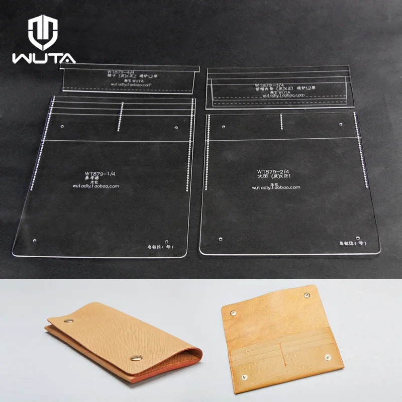 

WUTA 879 Leather Craft Tools Wallet Acrylic Template Cutting Pattern Model for Beginner DIY Handmade Simple Clutch Long Purse