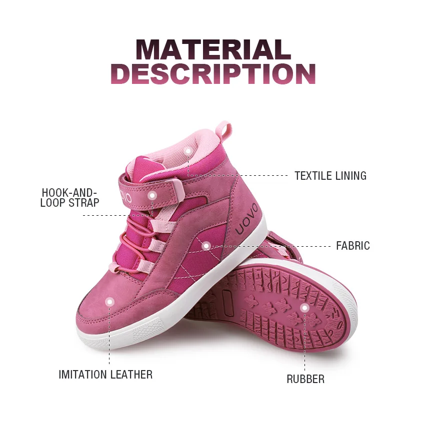 UOVO новое поступление осенне-зимняя прогулочная обувь модная повседневная обувь для девочек детские теплые удобные кроссовки Eur28#-37