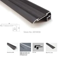 22X2 м наборы/лот лестница шаг алюминиевый светодиодный профиль и черный готовой плоский светодиодный профиль светильник для ступенчатых лестниц лампы