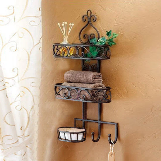 Creative metal crafts three bathroom Storage wall mount wrought iron ...