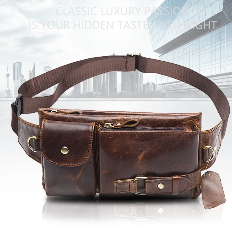 

Mva New Men Brand Casual Waist Pack Male Bag Genuine Leather Shoulder Luxury Fanny Packs Men Belt Bag Pouch For Money Phone 9080