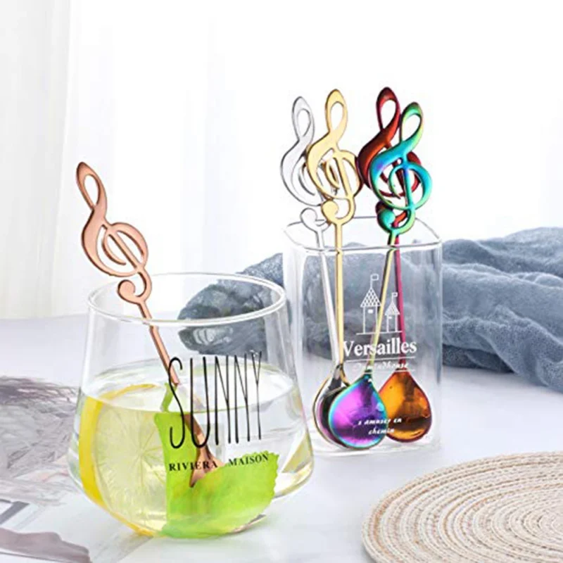 

1 PCS Stainless Steel Coffee Spoon Note Shape Music Theme Tea Stirring Spoon Small Ice Cream Dessert Scoop Flatware