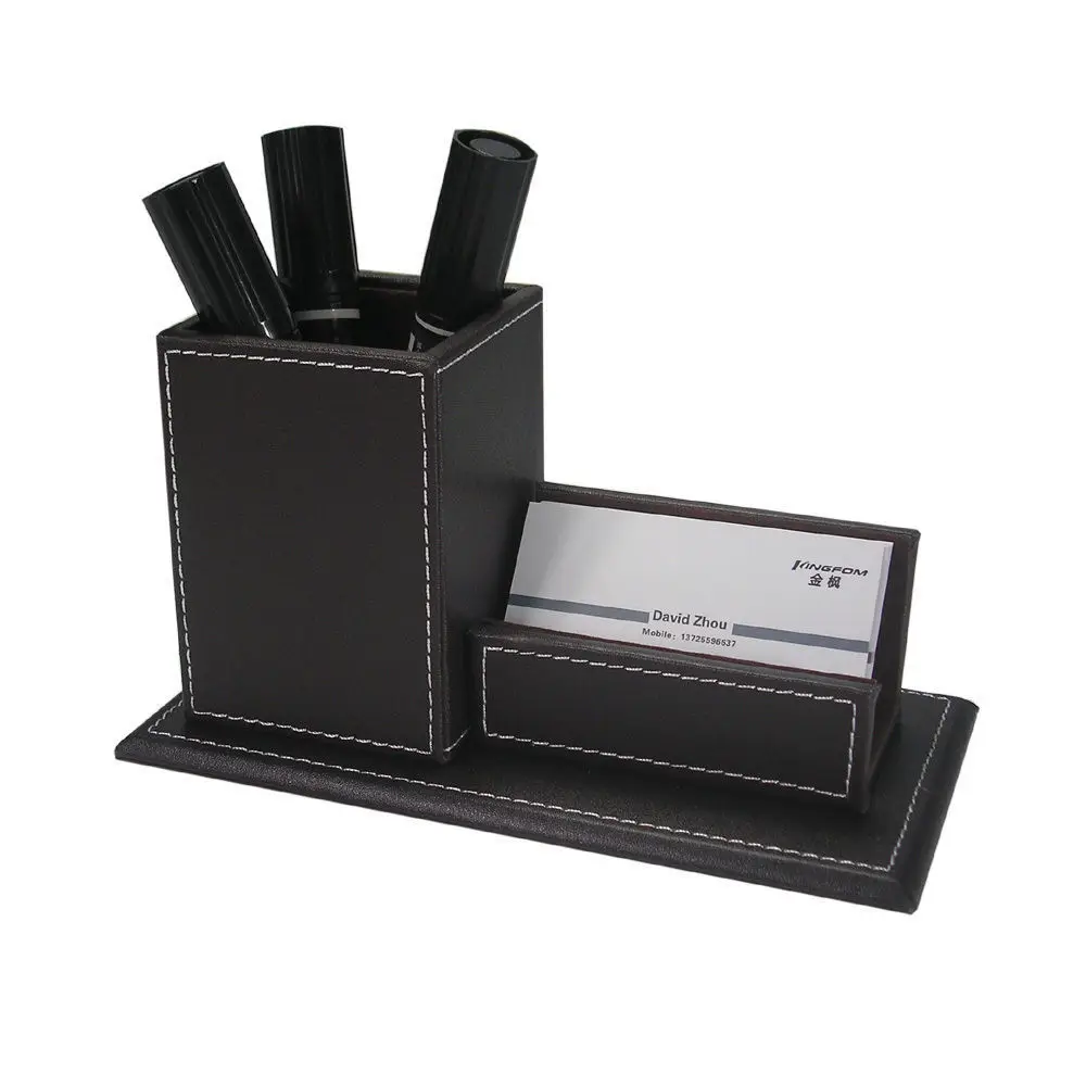 Office Accessories Desk Organizer Set Wood Stationery Storage Container Card Holder Pen Pot Note Paper Memo Box Mouse Pad