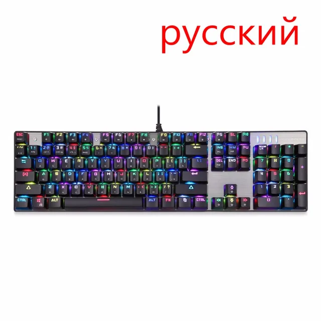 Best Offers Motospeed-CK104 Russian 87 Keys Mechanical Keyboard Ergonomic Black RGB Gaming Gamer Keyboard With Backlight For PC