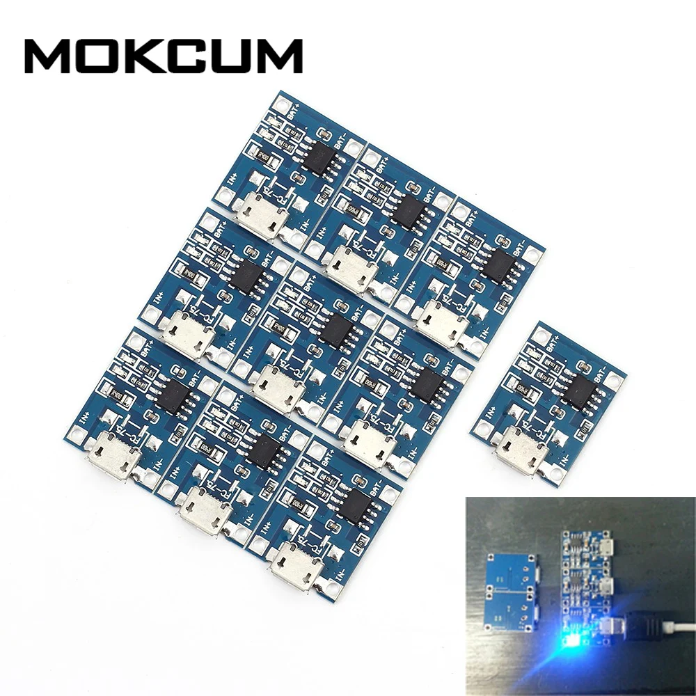 

10Pcs/lot TP4056 5V 1A Micro USB Charger Module 18650 Lithium Battery Charging Board Led Indicator Current Adjustable