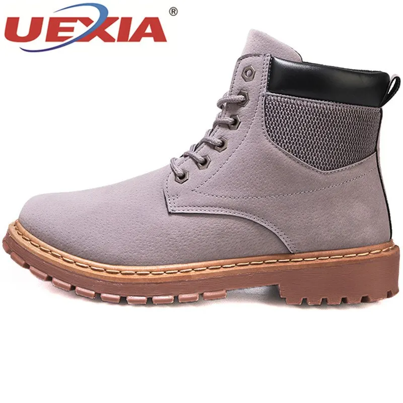 

UEXIA Fashion Ankle Men Boots Flock Male Botas Autumn Winter High Top Men Shoes Flats Heels Footwear Spring Autumn