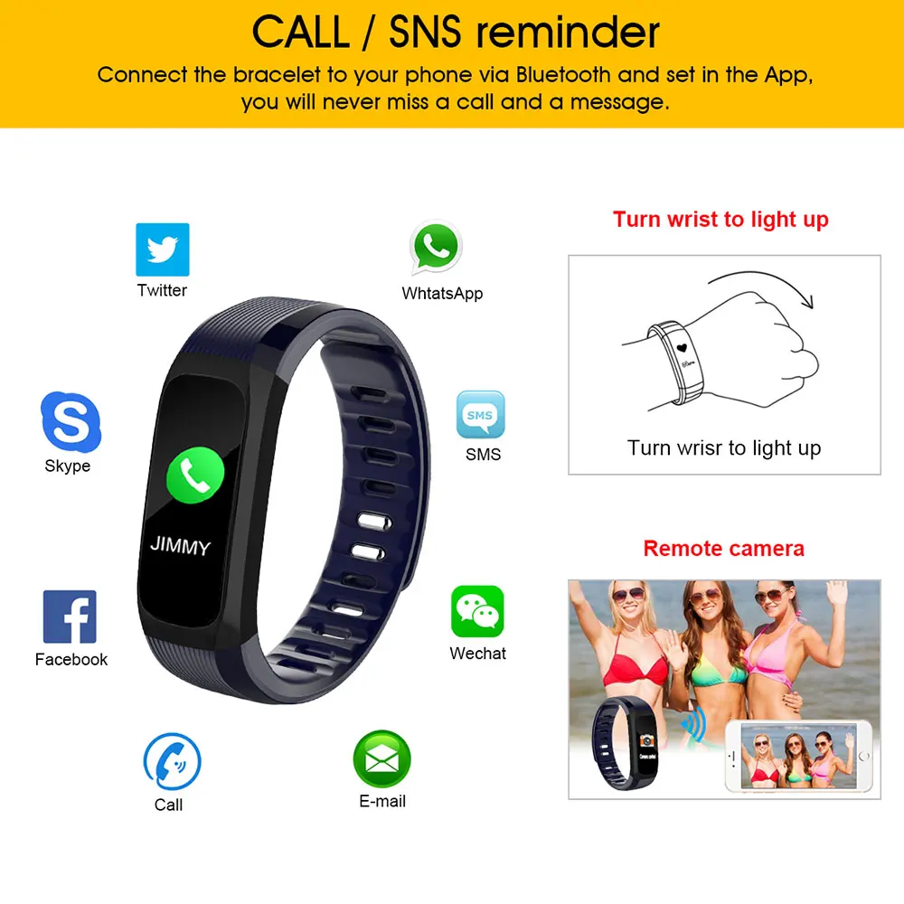 8-130376-smart bracelet up9- Smart Bracelet Blood Pressure Measurement Heart Rate Monitor Smart Wristband IP67 