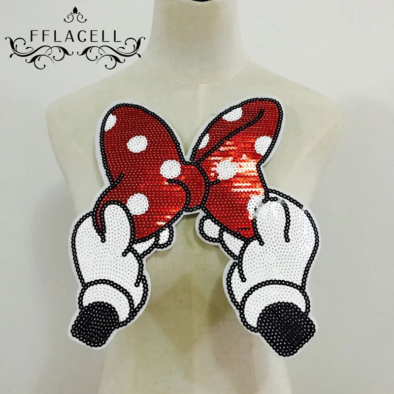 

FFLACELL Embroidered iron on patches for clothes brand bowknot sequins deal with it clothing DIY Motif Applique Free shipping