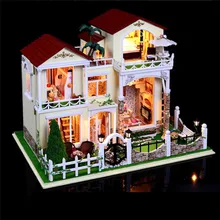 Large size DIY Wooden Doll House Miniature century Verde villa assembled 3D Miniature Dollhouse Toys lover