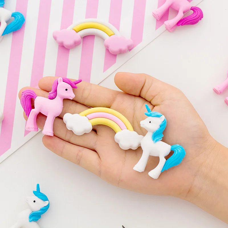 3 pcs/pack Rainbow Unicorn Eraser Rubber Eraser Primary Student Prizes