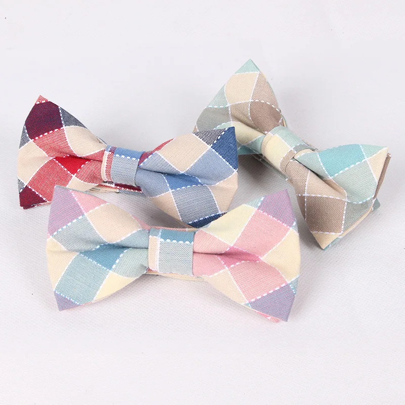 

2018 100% Cotton Bow Ties for Mens Mint Green Suit Plaid Bowtie Wedding Party Jacquard Papillon Red Grids Butterfly Neckwear