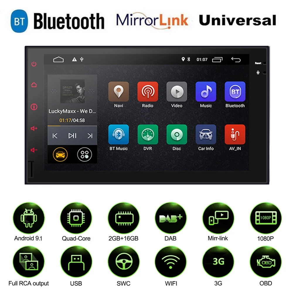 

2din Android 9.1 Car Radio No DVD Player Universal Car GPS Navigation Multimedia Player Car Audio Stereo FM USB SWC