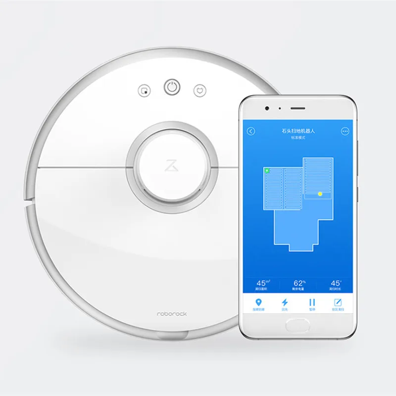 Roborock S50 Robot Vacuum Cleaner 2 Smart Cleaning Automatic Sweeping Wet Mopping App Control Auto Charge Planning Patch White