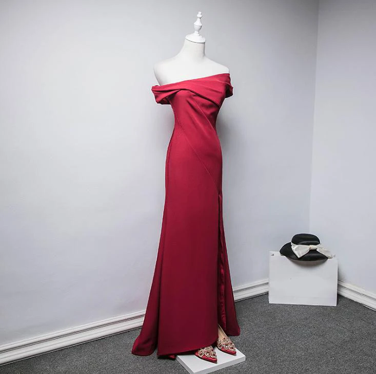VENSANAC Boat Neck 2018 Satin Split Mermaid Long Evening Dresses Elegant Party Pleat Sweep Train Backless Prom Gowns