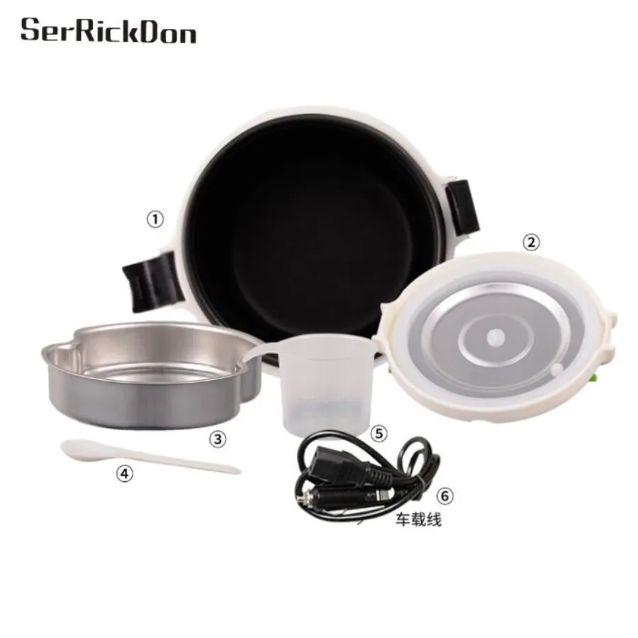 

SerRickDon 1L rice cooker used in house 110v to 220v or car 12v to 24v enough for two persons with english instructions