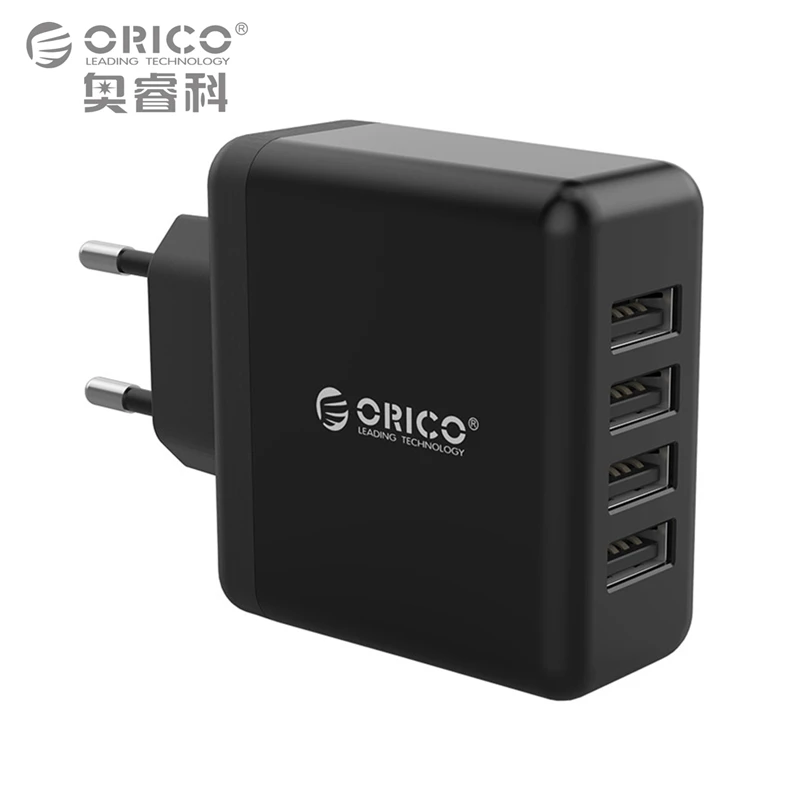 ORICO 5V2. 4A 20 Вт USB зарядное устройство для путешествий, 4 порта, зарядное устройство для мобильного телефона, портативный умный настенный адаптер, штепсельная вилка европейского стандарта