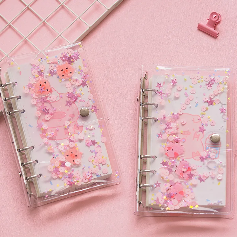 

Pink Flowers Diary Notebook Spiral Journal Diary PVC Cover Bling Bling A6 Planners Birthday Gift for School Girl Stationery Book