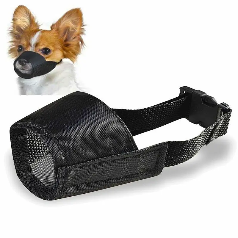 

2019 Solid Soft and Comfortable Pet Adjustable Dog Muzzle Fabric Nylon No Bark Bite Chew