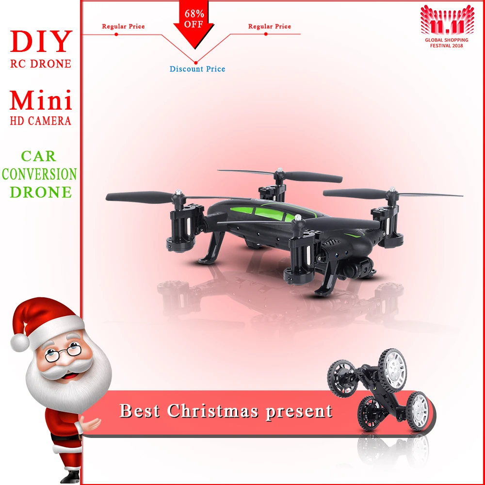 

Air-Road Double Model SMRC FY602 Flying Car 2.4G RC Quadcopter Drone USB Run Side 6-Axis 4CH Helicopter With HD Camera