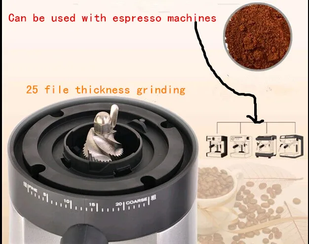 Благородного алюминиевого сплава электрическая шлифовальная машина домашний бизнес итальянская кофемолка измельчители конический итальянский резак