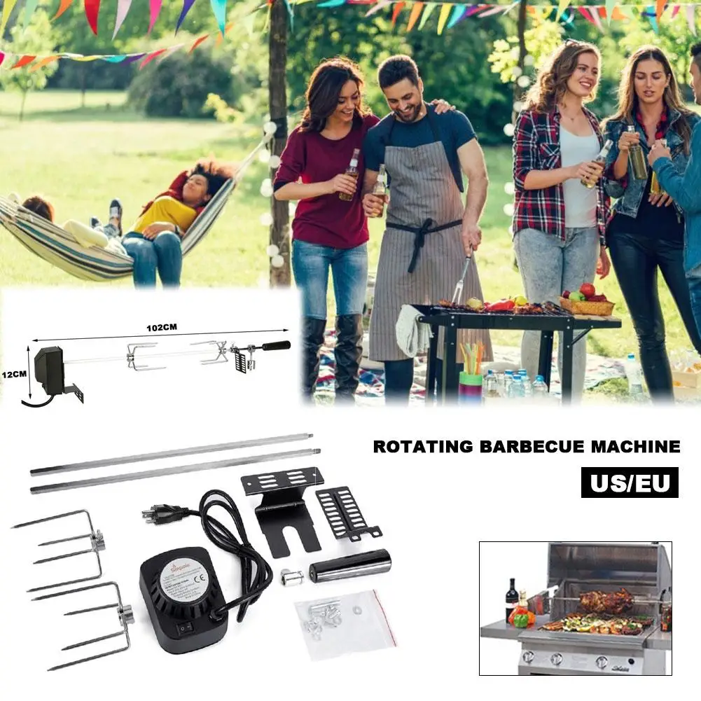 

High Quality Stainless Steel Automatic Flipping Shelf Barbecue Grill Rolling Roasting Needles Skewers Tools Home Flip The Grill