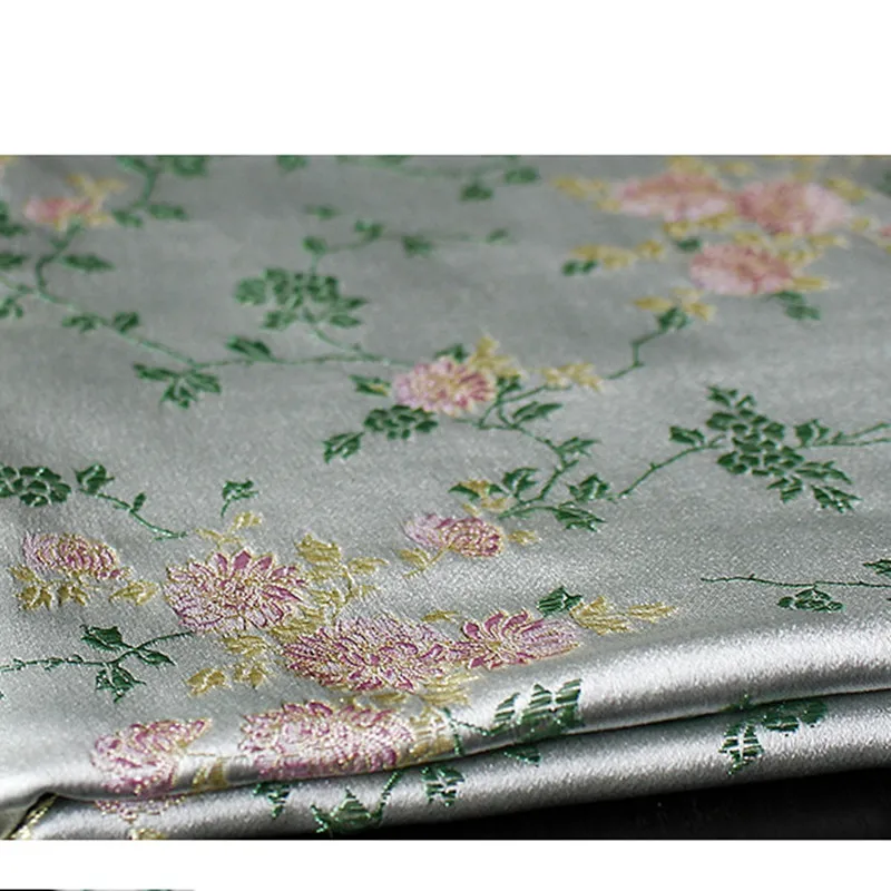 CF547 1 м серый с розовыми цветочками жаккардовая парча ткань китайский cheongsam платье одежда шелковая ткань Подушка DIY шитье ткань