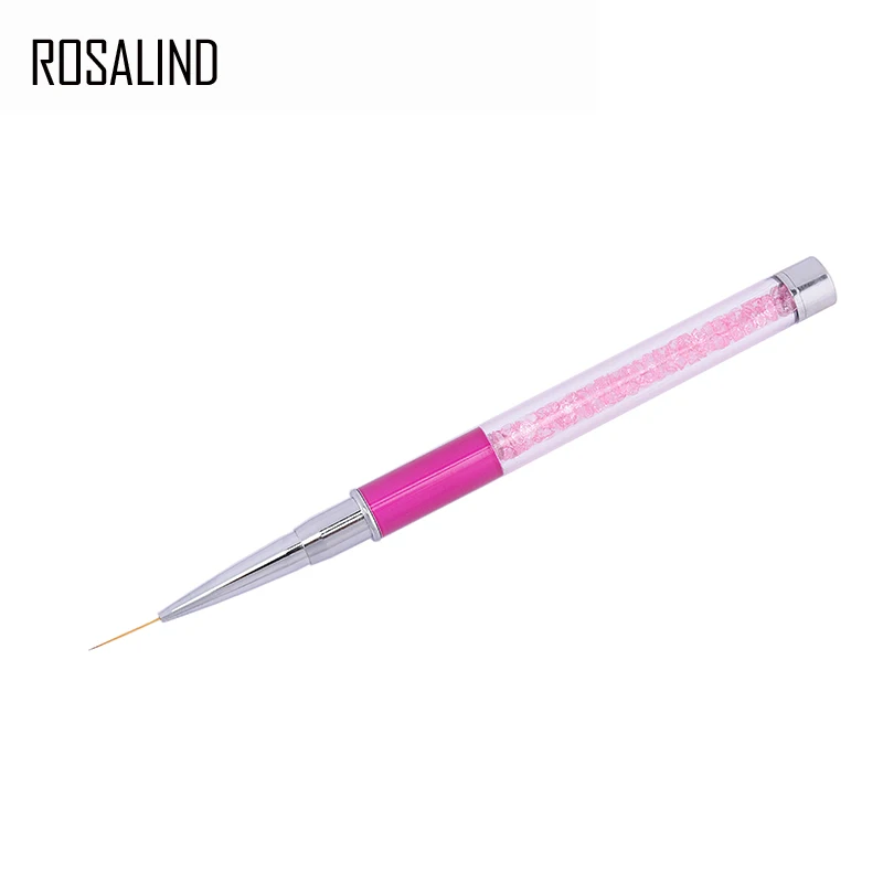 ROSALIND дизайн ногтей, ручка с кисточкой стразы Алмазный Металл акриловая ручка Резьба порошок гель Салон лайнер, щетка для ногтей с крышкой - Цвет: 05