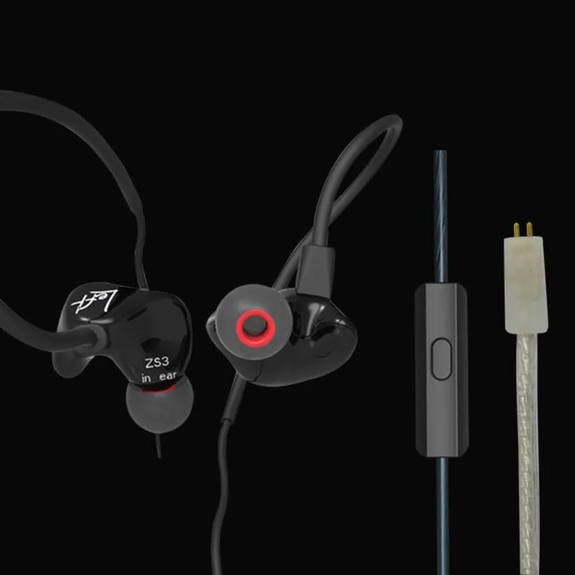 KZ ZS3 Wear наушники гарнитура с двойными басами Hi Fi вкладыши для телефона спортивные