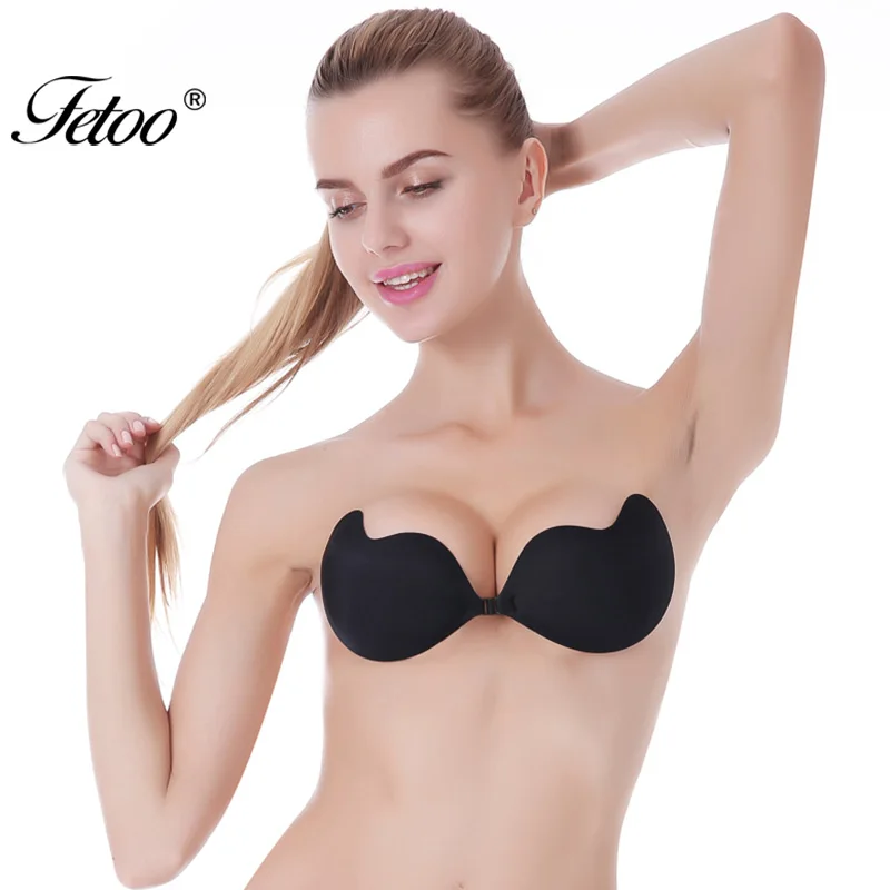 Fetoo Brand Bra Sexy Push Up Strapless Front Closure Silicone Bra