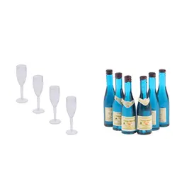 MagiDeal 10 шт./компл. 1/12 Dollhouse вина бутылки с шампанским + бокал для вина Кубок