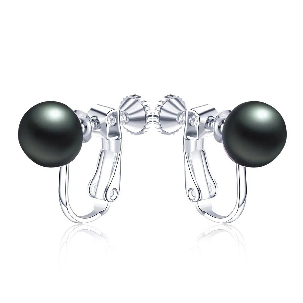 Модные AAAA высокое качество натуральный пресноводный серьги с жемчугом для Для женщин Серебряный S925 без Пирсинг Серьга-кафф психического - Окраска металла: Black Pearl