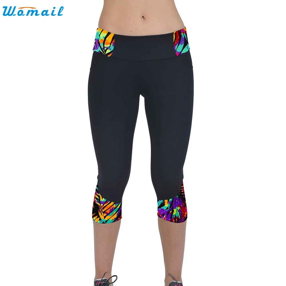 

WOMAIL delicate drop ship Womens selling capris best Pants Printed Stretch Cropped Leggings W35 oct30